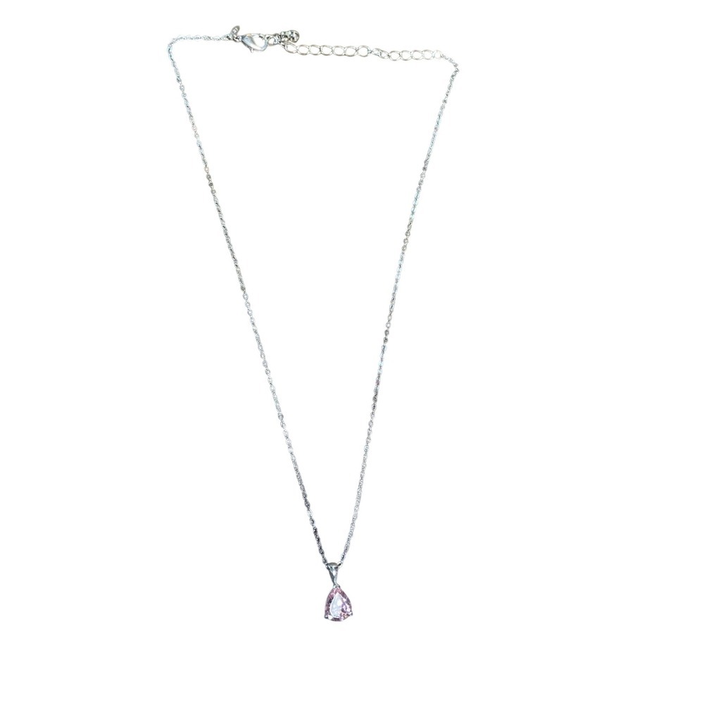 Avon Perfect Pear Color Pink CZ‎ Necklace Silver Tone Fashion Jewelry